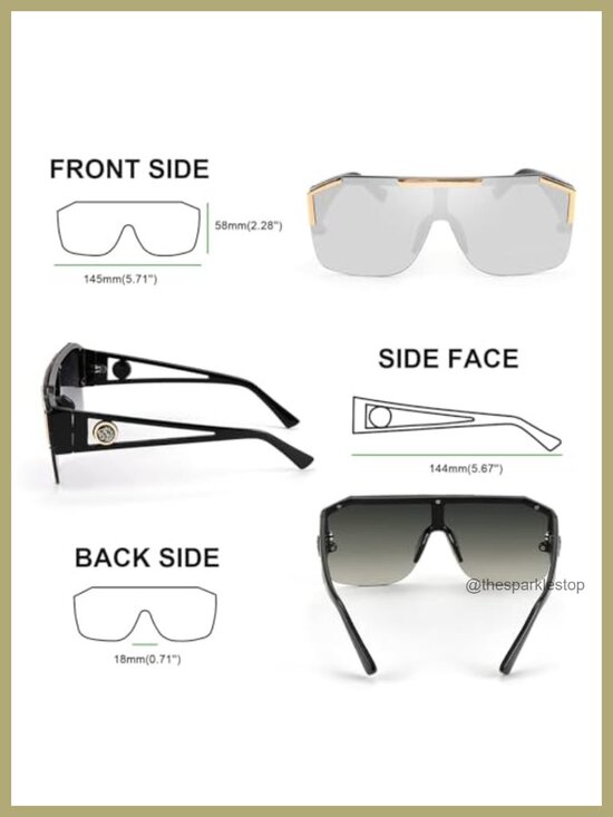 Square Oversized Shield Sunglasses Flat Top One Piece Lens UV400 main image 3